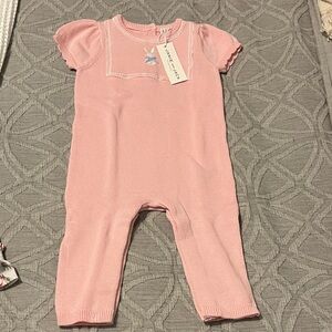 Janie and Jack Soft Pink Knit One-Piece Romper